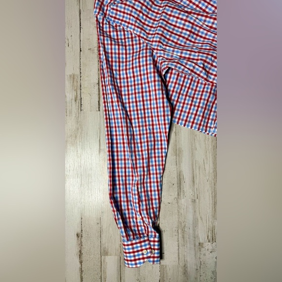Tailorbyrd Mens Dress Shirt 2XLT Flip Cuff Long Sleeve Red Blue Button Up - Picture 9 of 14